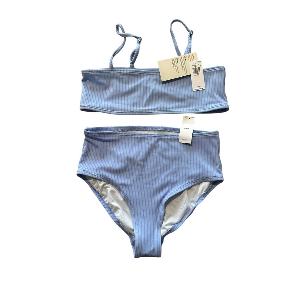 Old Navy Girls' Rib Knit Bandeau Bikini Swim Set Blue L NEW